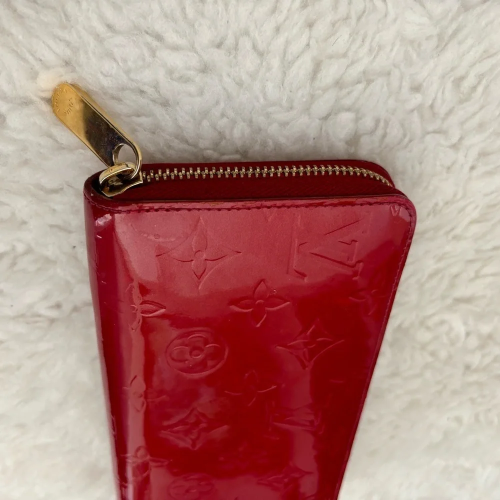 Louis Vuitton Cherry Red Vernis Zip Around Long Wallet